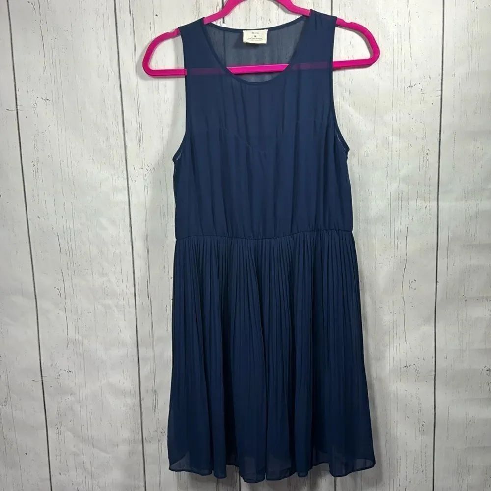 Pins and Needles Blue Pleated Chiffon Dress Boho Romantic Sleeveless Balletcore